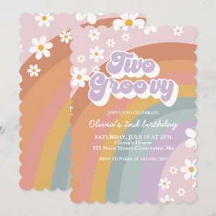 Dos invitaciones de cumpleaños número 2 Groovy Ret