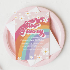 Dos invitaciones de cumpleaños número 2 Groovy Ret
