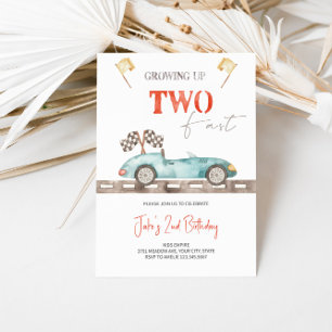 Dos invitaciones de cumpleaños para autos de carre