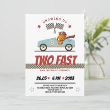 Dos invitaciones de cumpleaños para autos de carre