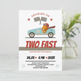 Dos invitaciones de cumpleaños para autos de carre