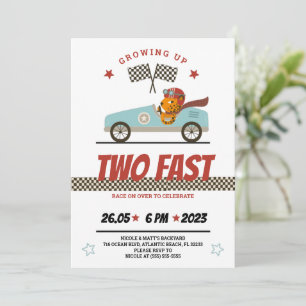 Dos invitaciones de cumpleaños para autos de carre