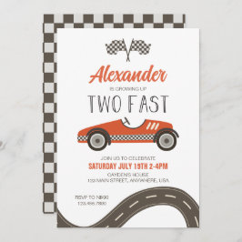 Dos invitaciones de cumpleaños para autos de carre