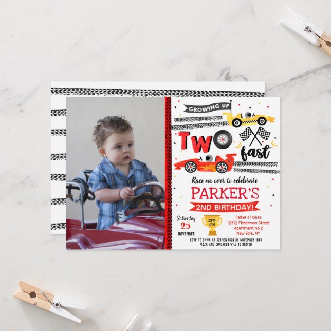 Dos invitaciones de cumpleaños para Carreras de co (Anverso/Reverso In Situ)