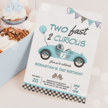 Dos invitaciones de cumpleaños para el auto Fast B
