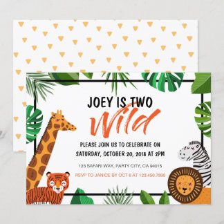 Dos invitaciones de cumpleaños para el Safari Anim