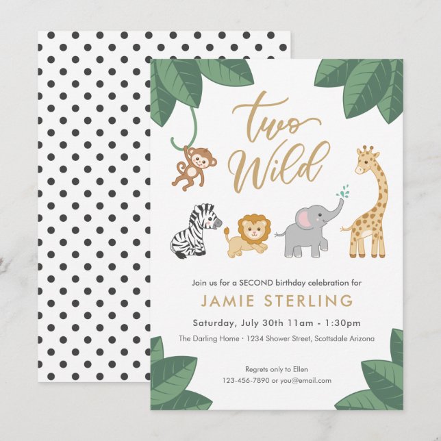 Dos invitaciones de cumpleaños para el Safari de l (Anverso / Reverso)