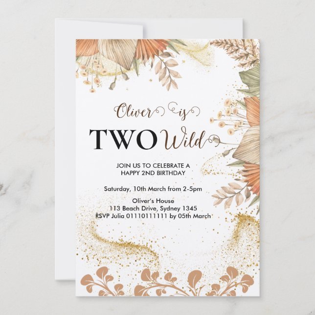 Dos invitaciones de cumpleaños para la flor silves (Anverso)