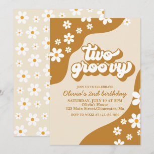 Dos invitaciones de cumpleaños retro groovy con ma