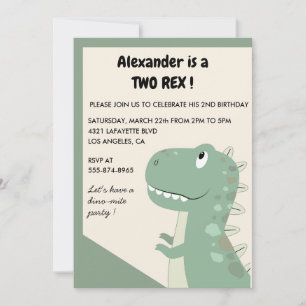 Dos invitaciones de cumpleaños rex Dinomite niño a