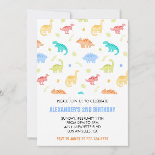 Dos invitaciones de cumpleaños rex para niños jung