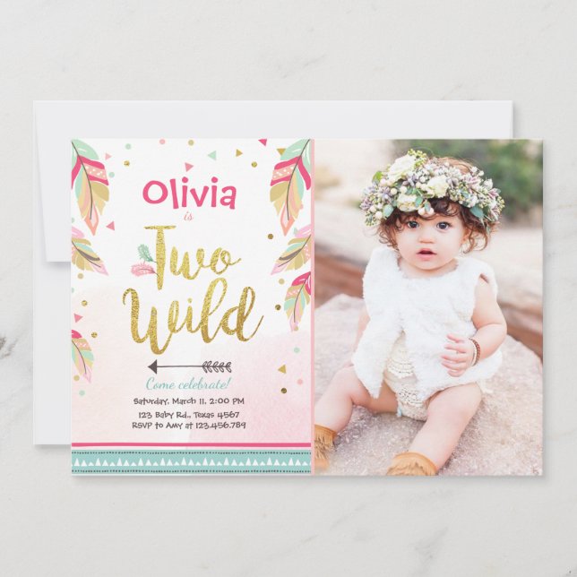 Dos invitaciones de fiesta salvaje 2do cumpleaños  (Anverso)