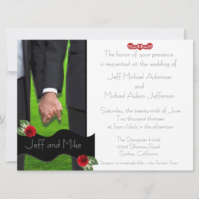 Dos invitaciones de matrimonio gay Personalizado G (Anverso)