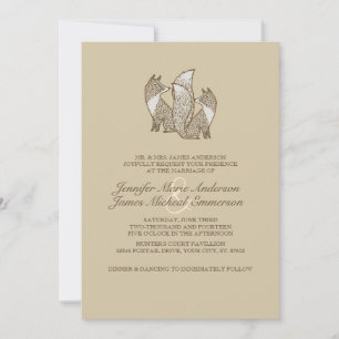 Dos invitaciones de matrimonio para zorros marrone