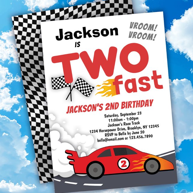 Dos invitaciones de segundo cumpleaños para autos  (Subido por el creador)