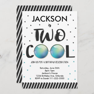 Dos invitaciones de segundo cumpleaños para gafas