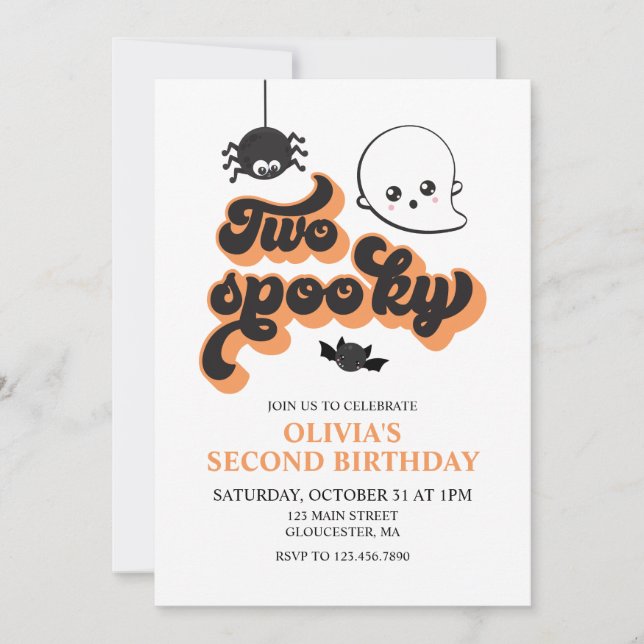 Dos invitaciones espeluznantes de cumpleaños númer (Anverso)