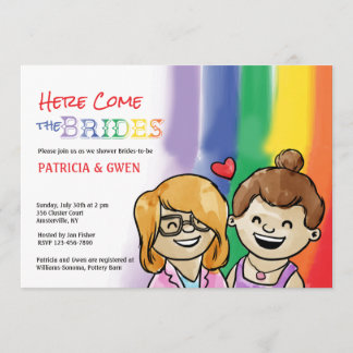 Dos invitaciones felices para duchas lesbianas