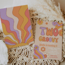 Dos invitaciones Groovy | Invitación de cumpleaños