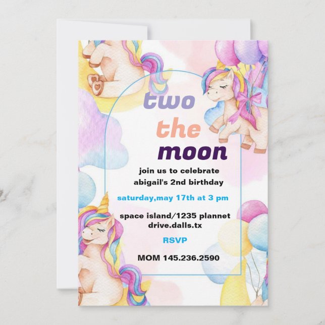 Dos invitaciones para el cumpleaños de la luna (Anverso)