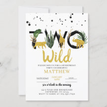 Dos invitaciones para el cumpleaños de Safari Gold