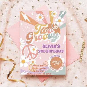 Dos invitaciones para el segundo cumpleaños de Gro