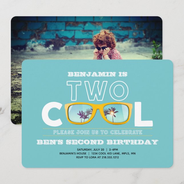 Dos invitaciones para foto de cumpleaños de Guay (Anverso / Reverso)