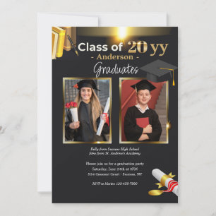Dos invitaciones para una fiesta de graduación de 