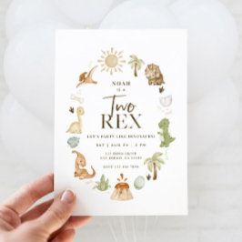 Dos invitaciones Rex Dinosaur 2º cumpleaños