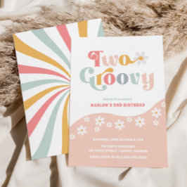 Dos invitaciones rosadas de cumpleaños Groovy 2ª