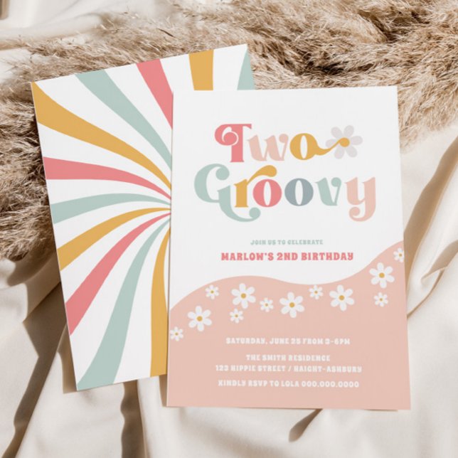 Dos invitaciones rosadas de cumpleaños Groovy 2ª (Subido por el creador)