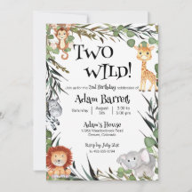 Dos invitaciones salvajes de cumpleaños segundo