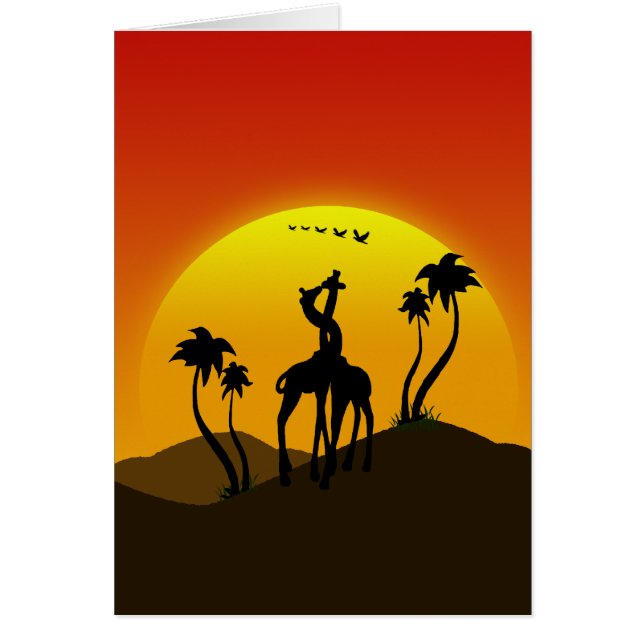 Dos jirafas enamoradas al atardecer en un día de v (Frente)