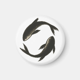 Dos Koi - Pescado de pincel de tinta en imán