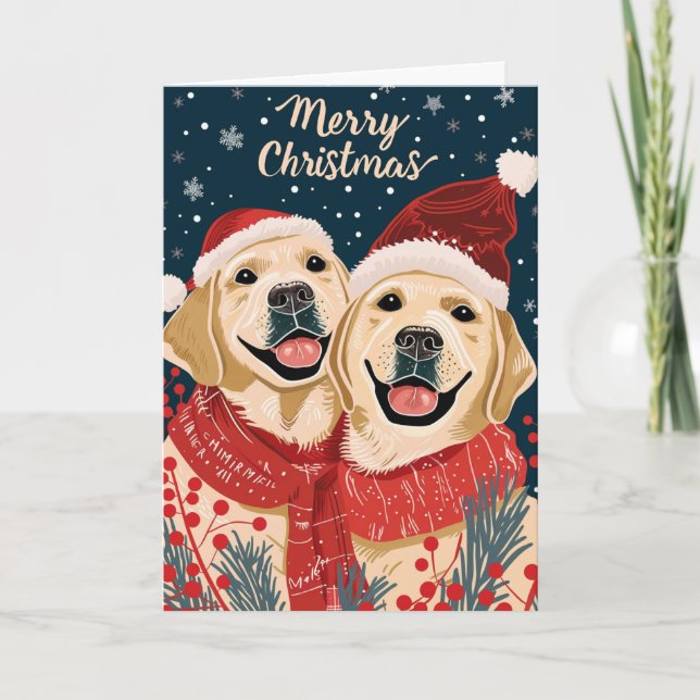 Dos Labrador Feliz Navidad Personalizada (Anverso)