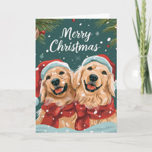 Dos lindos Labrador Feliz Navidad Personalizado