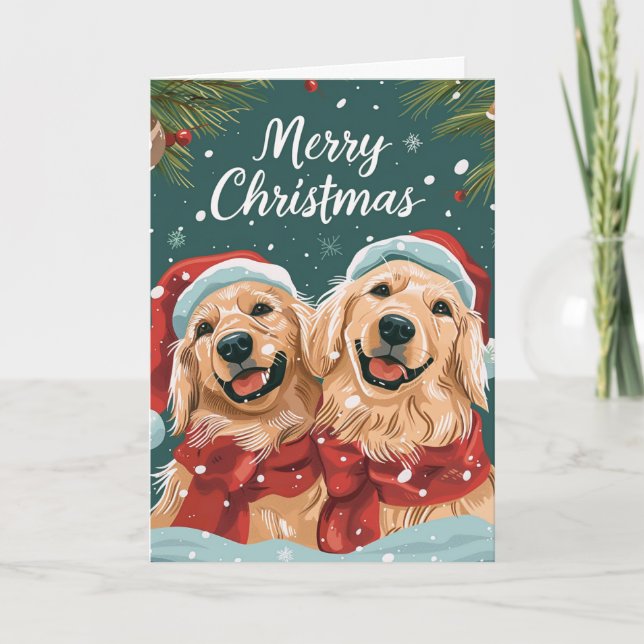 Dos lindos Labrador Feliz Navidad Personalizado (Anverso)