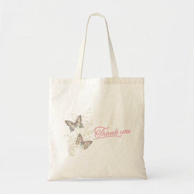 Dos mariposas agradecerle la bolsa de favores de b (Frente)