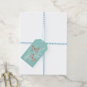 Dos mariposas dibujando la etiqueta de regalo de b