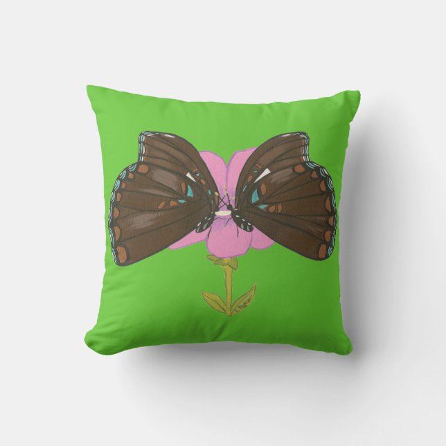 Dos mariposas marrones en las almohadas de flores  (Anverso)