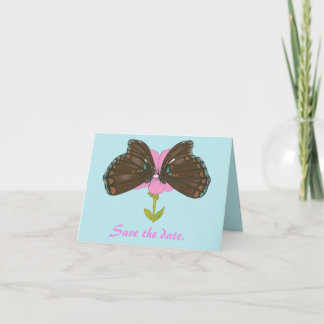 Dos mariposas marrones, flor rosa Guardar tarjetas