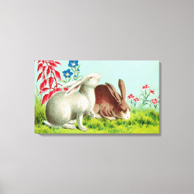 Dos mascotas de conejo arte vintage (Anverso)