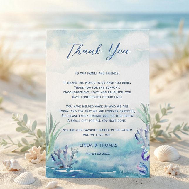 Dos Menos Peces en el Verano Boda Agradecimiento (#BeachWedding #CoastalWedding #OceanInspired #WeddingThankYouCard #SummerWedding #SeasideRomance )