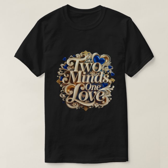 "Dos mentes, un amor" Parejas elegantes camisetas (Diseño del anverso)