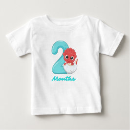 Dos meses lindo dinosaurio bebé camiseta