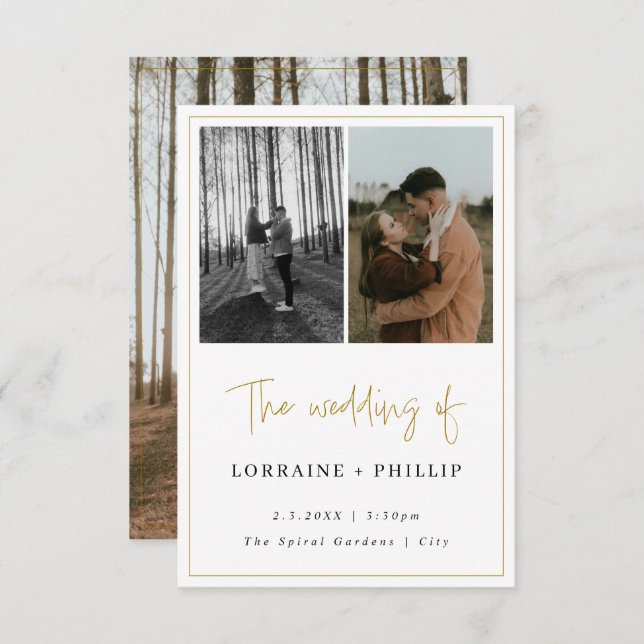 Dos momentos cubren la invitación a la boda fotogr (Anverso / Reverso)