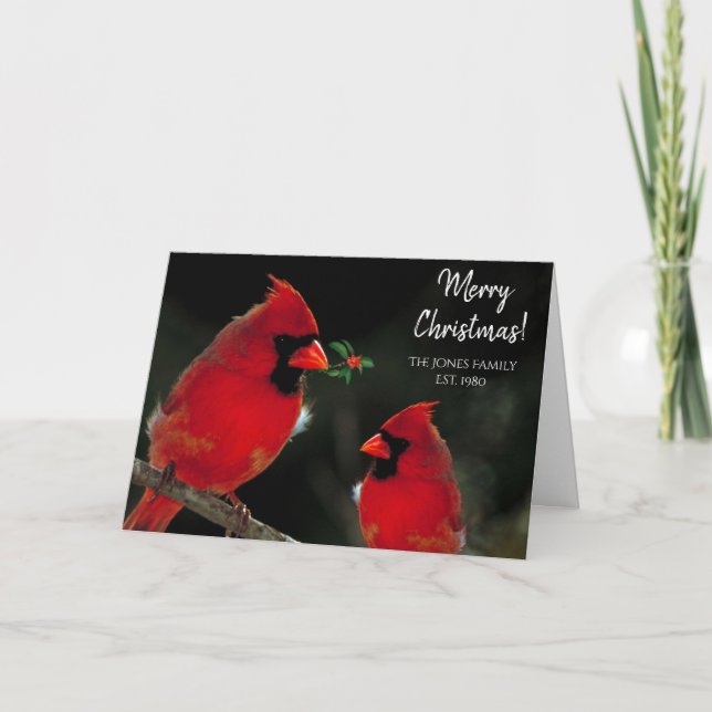 Dos Navidades Cardinales Tarjeta de Saludo Persona (Anverso)