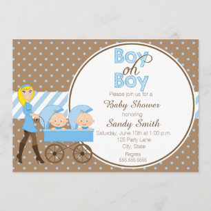 Dos niños en una invitación de Stroller Baby Showe