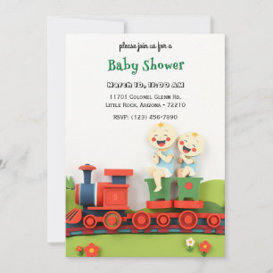 Dos niños felices en la tarjeta de Baby Shower del