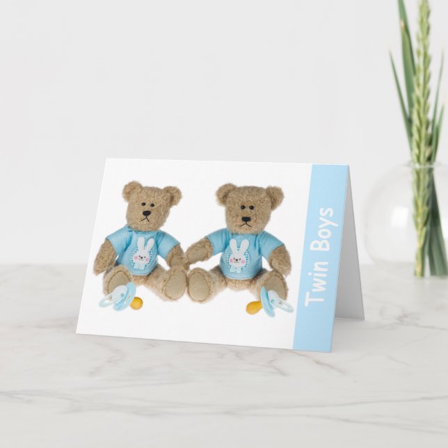 Dos niños gemelos - Tarjeta de saludos de Recién n (Anverso)